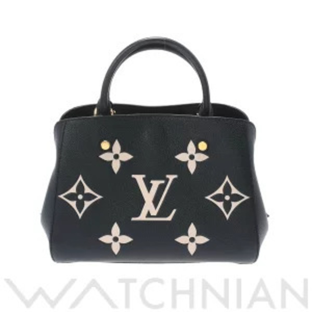 Louis Vuitton Bicolor Empreinte Montaigne Black Beige Leather Handbag